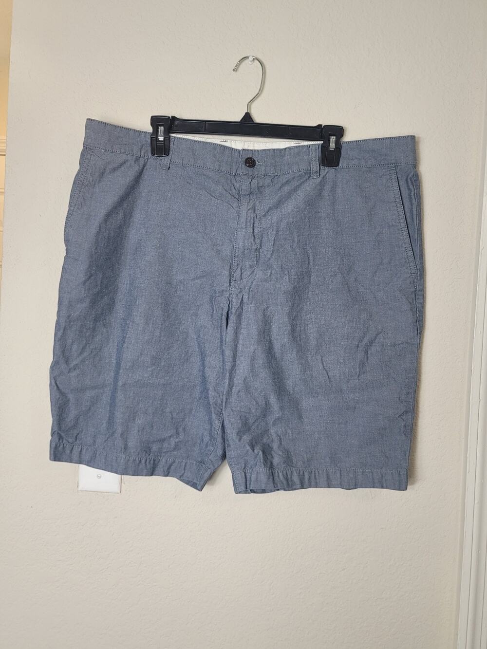 Dockers Men's Chino Shorts 40 Blue Chambray Cotton Blend Casual Summer Resort